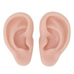 Silicone Ear Model, Left and Right Soft Flexible Model Fake Ear Piercing Practice, Silicone Body Parts, Realistic Silicone Ear Mold for Jewelry Display Acupuncture Mannequin(Medium Fleshcolor)