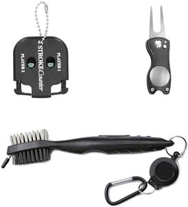 Golf Accessories Set Includes Stroke Score Counters, Club Cleaning Brush, Divot Repair Tool