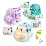 ZHUOYOU Baby Cars for 1 Year Old, Push and Go Car for Toddlers, 3 Pcs Rattle and Roll Vehicles for Infant, Kids Preschool Learning Gift Idea for Boys Girls Children