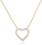 Philip Jones Gold Plated Open Heart Necklace Created with Zircondia® Crystals