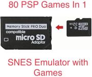 PSP Memory Stick Adapter, to Memory Stick PRO Duo With 32GB Micro SD , MagicGate Card for Sony Playstation Portable, Camera, Handycam with 80 in 1 + Retro