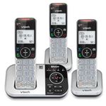 VTech VS112-3W Cordless 3-Handset DECT 6.0 Telephone Bundle with ITAD, Black/Silver