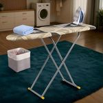 Kuber Industries 15 Inch Adjustable & Foldable Iron Stand for Clothes & Sarees | Quick Pressing Board | Ironing Table for Home | Beige