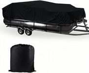 Gimvehhi Pontoon Boat Cover Fits 21ft 22ft 23ft 24ft Waterproof Boat Cover Oxford Cloth PU Coating Sun-Proof Windproof Snowproof Black