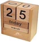 Perpetual Block calendar for desk by Lumberkart, Month date Dislpay for Teachers, Students, Classroom, Rustic Farmhouse Office Decor, wooden calendar 4x4 Inches