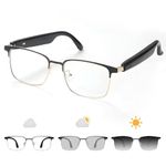 Bluetooth Audio Smart Glasses, Blue Light Glasses for Women Men, Remote Shooting, Open Ear Sound Mic & Speakers, Magnetic Charging, Color-Changing Polarized Sunglasses Lenses, Voice Assistant（GS06G