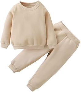 SOBOWO 5t Sweatsuits Toddler Boy Sweatshirt Baby Boys Winter Clothes Long Sleeve Pullover Sweatshirt Pants 2Pcs Kids Winter Outfits Set (Beige, 4-5T)