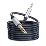 3.5 mm to 6.35 mm Audio Cable 2M, Gold-Plated Terminal Silver Color Zinc Alloy Housing 3.5mm 1/8" Male TRS to 6.35mm 1/4" Male TRS Nylon Braided Stereo Audio Cable for Cellphone,Amplifiers(6Ft/2M)