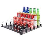 BingoHive Drink Dispenser for Refrigerator, Self-Pushing Soda Can Organizer for Fridge, 5 Rows has been Assembled, Automatic Can Dispenser with Spring Loaded for Refrigerator Holds 25 cans, Black