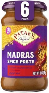 Patak's Madras Spice Paste, Hot Indian Curry with 11 Expertly Blended Spices, No Artificial Colors, Gluten-Free & Vegan, Bold Base for Home Cooking & More, 10 oz Jar, 6-Pack