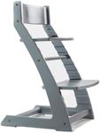 FORNEL Grey Wooden High Chair for Babies and Toddlers - Adjustable Height Easy to Clean Toddler Highchair - Kids Dining Chair from 3 Years to 200 Lb, Grow with Child