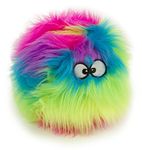 goDog Furballz Squeaky Plush Ball Dog Toy, Chew Guard Technology - Rainbow, Medium