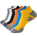 SockWaddles Trainer Socks for Men, 6 Pairs Cushioned Running Socks with Arch Support, Cotton Ankle Socks, Sports Socks for Running, Walking, Hiking, Cycling, Anti Blister Short Socks, Multicolor