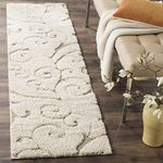 SAFAVIEH Florida Shag Collection Runner Rug - 2'3" x 15', Cream & Beige, Scroll Design, Non-Shedding & Easy Care, 1.2-inch Thick Ideal for High Traffic Areas in Living Room, Bedroom (SG455-1113)