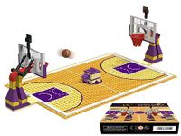 Building Block Education Toy - Basketball Court Baseplates 5" X 10" (3 Pack) and Sets of 2 Basketball Stands Building Bricks for Basketball Game - Compatible with Major Brands (Basketball Playset)