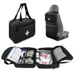 NENYX First Aid Bag Empty, Compact and Portable Medical Supplies Organizer with Multiple Compartments, Emergency Trauma Bag for Travel, Camping, Hiking, Car, Travel and Home Use, Black(Bag Only)