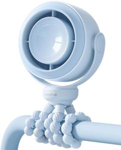 SWEETFULL Portable Stroller Fan, Pinch-Proof Baby Fan, 5-Speed Quiet Mini Clip on Fan, USB-C Rechargeable Battery, LED Display for Car Seat, Crib & Travel - Blue