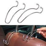 Lukzer Pack of 2 Car Hooks Headrest Hook Multi-Purpose Hangers for Clothing Handbags Groceries & Shopping Backseat Bag Organiser Steel Hooks