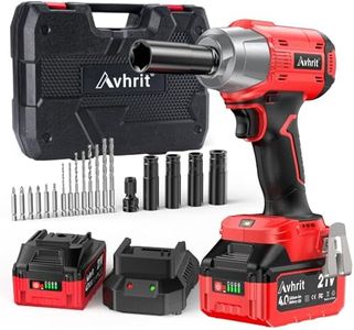 Avhrit Cordless Impact Wrench 1/2 inch, 480Ft-lbs (650Nm) Brushless Power Impact Gun 1/2 drive w/ 4.0Ah Battery, 4 Sockets, 6 Screwdriver Bits, Fast Charger, Electric Impact Wrench for Car Tire