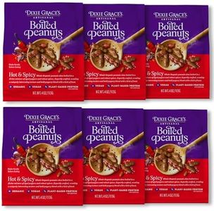 Dixie Grace’s Artisanal Hot & Spicy Boiled Peanuts, 7g Protein Plant-Based Snack – Tender & Juicy Boiled Peanuts, Gluten-Free & Non-GMO | Savory Snack with Herbs & Spices – 4oz (6-Pack)