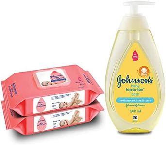Johnson's Baby Skincare Wipes with Lid, 144's +Johnson's Baby Top to Toe Wash 500ml