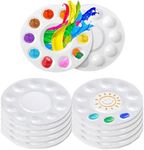 YQkangzhu 12PCS Plastic Paint Palette, Round Paint Tray Palettes, White 10 Hole Color Palette, Paint Pallet, Paint Holder, Artist Mixing Colour Tray for Students Crafts DIY Art Painting Supplies