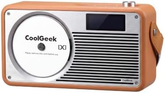 CoolGeek VS-02 Portable CD Player with Bluetooth 5.0 and FM Radio Brown | Enjoy CDs, Bluetooth streaming and FM radio in one 15W portable player with 18+ hours of battery life.