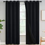 Blackout Curtains 84 inch Length, Thermal Insulated & Energy Efficiency Window Draperies for Guest Room, Full Shading Panels with Black Liner for Shift Worker and Light Sleepers, W52 x L84, Black