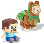 Fusked Minecraft Plushie Stuffed Doll Cuddly Collectable Mine Craft Soft Toy Gift Plush Toys Kids Soft Plush Toys Valentine's Day Christmas Birthday Game Character (Steve and Lama)