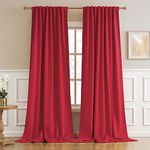 DUALIFE Red Curtains 102 Inches Long Back Tab Loop Pocket Thermal Insulated Blackout Curtain Drapes for Living Room 52 by 102 Inch Length 2 Panels