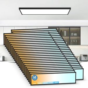 Aphyni 1x4 LED Flat Panel Light Surface Mount, 1 Ft. by 4 Ft. LED Ceiling Light Fixture, with Protection Corner,6500 Lumens,Dimmable,Switchable 5CCT 3000K-6500K & 5 Wattage 30W-50W, White, 48 Pack