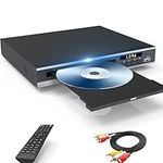 DVD Player, Region Free DVD Players for CD/DVD's, Compact DVD Player Supports NTSC/PAL System with RCA Stable Outputs/USB 128G Input, Contains Remote Control and RCA Cable(Without HDMI Cable)