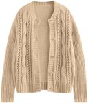 LILLUSORY Women's Cardigan Sweaters Cable Knit Crochet Cotton Fall Jackets Button Up Chunky Trendy Outfits Apricot XL