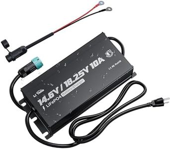 LiTime 12V(14.6V) & 16V(18.25V) 10A Mountable LiFePO4 Battery Charger, IP65 Waterproof, AC to DC Fast Charger with Adjustable Voltage, Smart BMS Activation & LED Indicator
