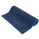 ROSMARUS 50 × 80 cm Bobble Chenille Quick Dry Bath Mat, Non-slip Bathroom Mats Machine-washable, Shower Water Absorbent Thick Bath Rug for Bathroom, Tub, Blue