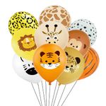 i-QiQi Jungle Safari Animals Balloons - 10 pcs 12 Inch Latex Animal Balloons for Jungle Safari Animals Theme Birthday Party Decorations.