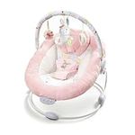 LADIDA Soft and Padded Baby Bouncer with Soothing Music and Vibration, Pretty Pink Rabbit Theme, Suitable for Newborns 076