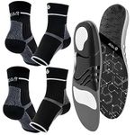 Plantar Fasciitis Relief Kit-2 Pairs All-Round Compression Foot Sleeves & 1 pair Arch Support Orthotic Insoles for Men & Women-Fast Pain Relief & All-Day Comfort from Heel Spur, High Arch, Flat Feet