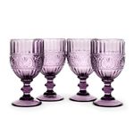 American Atelier Vintage Purple Wine Glasses | Set of 4 | Wine Goblets | Colored Vintage Style Glassware | Dishwasher Safe | Purple | 12-Ounce Capacity