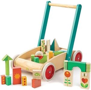 Tender Leaf Toys Baby Walker - Wooden Walker with Building Blocks