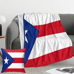 Puerto Rico Flag Throw Blanket 80x60 Inch, Flag Lightweight Soft Microfiber Throw Blanket with 18x18 Inch Pillowcase Perfect for Bed and Sofa