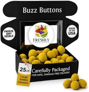 Buzz Buttons Edible Flowers for Cocktails & Desserts - 25 USA Grown Flowers for Drink Garnish - Freeze-dried Spilanthes/Szechuan Button/Acmella Oleracea Flowers (0.2 oz)