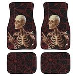 Kuiaobaty Gothic Skull 4pcs Car Floor Mats Set for SUV,Truck,Van,Heavy Duty, Red Spider Web Print Car Interior Accessories