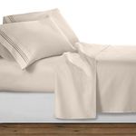 Clara Clark Premier 1800 Collection 4pc Bed Sheet Set - King Size, Beige Cream,