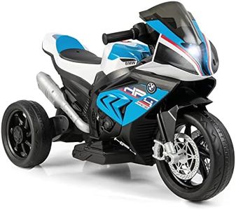 Costzon Kids Motorcycle, Licensed BMW 12V Battery Powered Ride on Motorcycle with Headlight, Horn, Music, MP3, USB Port, 3 Wheels Electric Motorcycle for Kids, Gift for Boys & Girls (Blue)