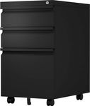 SUPEER 3 Drawer Mobile File Cabinet with Lock,Under Desk Metal Filing Cabinet with Wheels for Legal/Letter/A4 File,Fully Assembled Except Wheels(Black)…