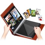 1DOT2 Plastic Self-Adhesive Leather Cover, 60 Black Pages Magnetic Self-Stick Page Hand Made DIY Travel Memory Book, Scrapbook Family Photo Album, Holds 3X5, 4X6, 5X7, 6X8, Brown