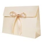 10Pcs Large Envelope Gift Box Present Bag, Cardboard Gift Box 29 * 20 * 9 cm with Lid & Satin Decorative Ribbon, Textured Christmas Birthday Present Boxes for Dress, Shirt, Scarf, Book, Accessories