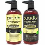 PURA D’OR Advanced Therapy System Shampoo & Conditioner - Increases Volume, Strength and Shine, Sulfate Free, Made with Argan Oil, All Hair Types, Men & Women, 473 ml (Packaging may vary)