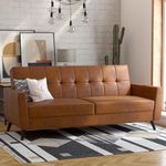 DHP Parker Futon with Storage, Camel Faux Leather